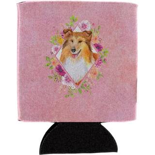 """" Caroline's Treasures Sheltie Shetland Sheepdog Pink Flowers kan eller flaske Hugger Kold-bjælke-koozies 12 oz multicolor """"