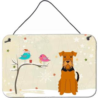 """" Caroline's Treasures Christmas præsenterer venner Airedale Wall eller Door Hanging Prints BB2513DS812 8 """" """" X 12 """" """" """"