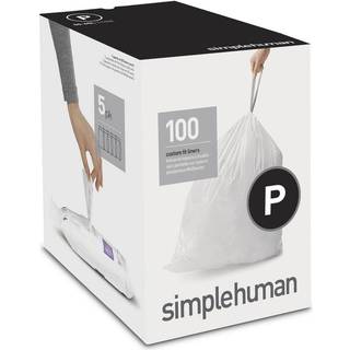SimpleHuman-kode P 100 Tæl ægte tilpassede fit-liners Tegn affaldsposer i dispenser pakker 50-60 liter / 13-16 gallon hvid