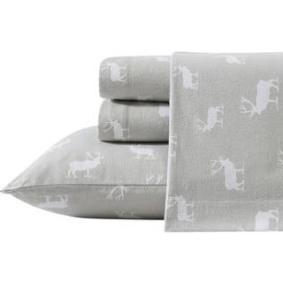 Eddie Bauer - Full Sheets Cotton Flannel Bedding Set b?rstet til ekstra bl?dhed Hyggeligt boligindretning (Elk Grove Silver Full)