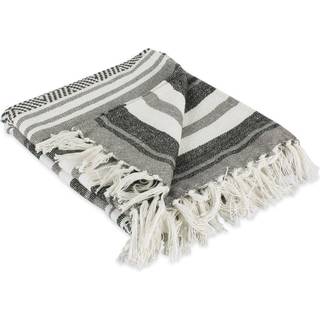 DII Farmhouse Woven Throw 50x60 """" med 3 """" Fringe Black 1 Piece