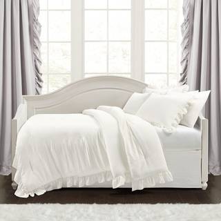 Lush Decor Reyna Ruffle Daybed Set - 6 Stykke Hyggeligt Ruffled Sengeding Set - Tidløs elegance og komfort - 68 """" W X 92 """" L White