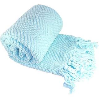 Hjem bløde ting blå kast tæppe strikket tweed kast 50 '' x 60 '' akvamarin super blød hyggeligt varmt behageligt åndbart kast til stue stol sofa