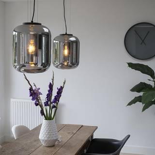 Sæt med 2 design hængende lamper sort med røgglas - Bliss