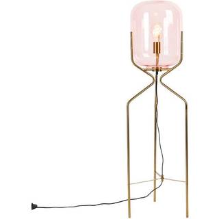Art Deco gulvlampe messing med lyserødt glas - Bliss