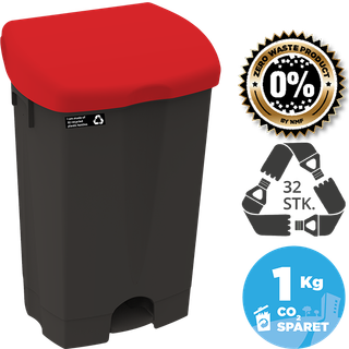 NRW pedalspand med rødt låg, bæredygtig, 25 L