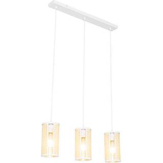 Oriental Pendellampe Hvid med Rattan 3-lys Lang - Akira