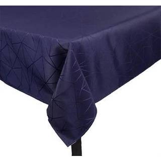 Borddug - 140x320 cm - Jacquard dug med geometrisk mønster i mørkeblå - Eksklusiv festdug
