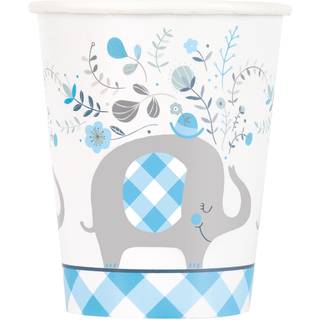 Baby shower papkrus 8 stk. - Blue Floral Elephant