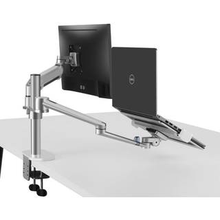 WERGON - Luna - Dual holder m/Gasfjeder til En laptop 11-17 + En monitor/LCD Skærm max 27 - Sølv