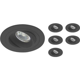 Fordelspakke 6x Noxion Forsænket Spot Logic MR16 Vipbar sort | Udsnit 80mm - GU10 sokkel