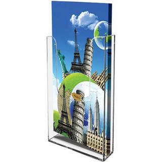 Akryl Brochureholder til væg - vertikal - Flyer - M65 - 9.9x21 cm