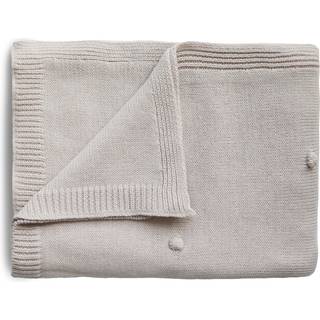 Mushie baby tæpper- Knitted Baby blanket textured dots Off White Melange