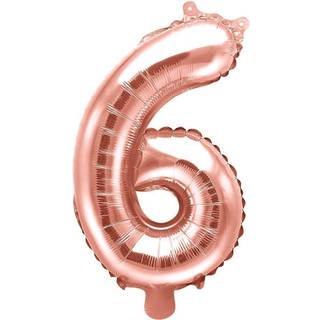 1 stk. Folieballon Tal 6 rose guld 35 cm - Perfekt til festlig dekoration