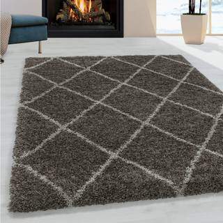 Alvor Shaggy tæppe Geometrisk - Brun - 120x170