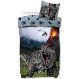 Børne sengetøj - 140x200 cm - Brølende dinosaur sengetøj - Dynebetræk med 2 i 1 design - Sengesæt i 100% bomuld