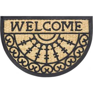 Wallmann Boucara "Welcome" måtte, halvcirkel, sort/lysebrun/ kokos/gummi, 40 x 60 cm