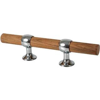 Knap / pullert til båd Foresti & Suardi Brass Cleat, teakstav & kromet messing, 250 mm, justerbar (C/C)
