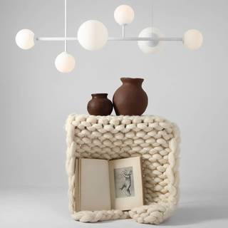 Pendellampe Dione, 6 lyskilder, hvid