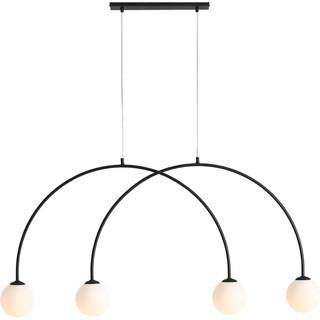 Hængelampe Alison, sort/hvid, 4 lyskilder, bue, 129 cm