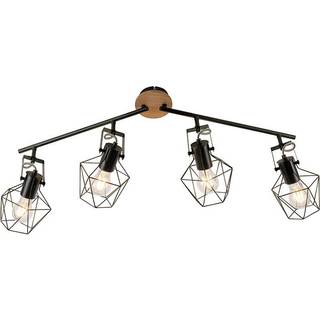 Loftslampe Jaro justerbar sort/træ 4-lys