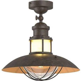 Lindby loftlampe Louisanne, brun, metal, Ø 35cm