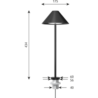 Keglen bordlampe m/pind, sort