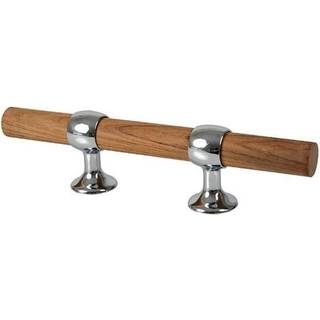 Knap / pullert til båd Foresti &amp; Suardi Brass Cleat, teakstav &amp; kromet messing, 300 mm, justerbar (C/C)