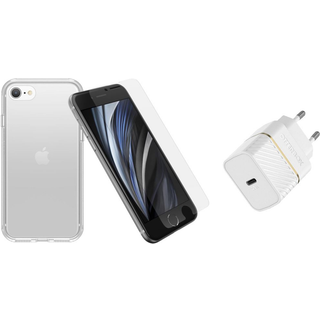 OtterBox KIT Apple iPhone SE (3rd/2nd gen)/8/7 (React Clear/Trusted Glass/EU USB-C Wall Charger 20W - white)