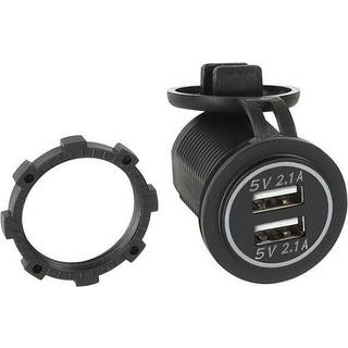 USB ladeadapter 12/24v m/hvidt lys