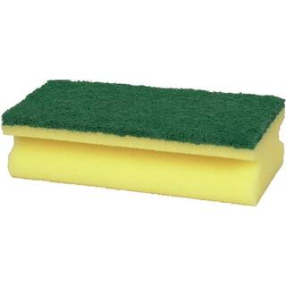 Skuresvamp, 14x7x4,2cm, grøn, nylon/polyester/polyether, grov skureeffekt, 10 stk, Rengøring,