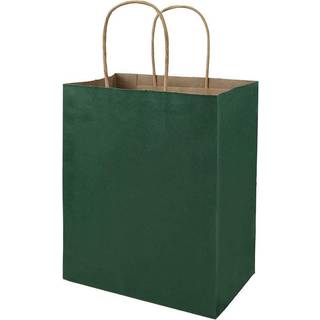 Bagmad 50 Pack 8x4,75x10 tommer medium grønne gavepapirposer med håndtag bulk kraft tasker håndværk købmand shopping detailfest favoriserer bryll