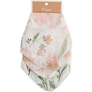 Crane Baby Soft Muslin Baby Bib Set Justerbar og absorberende bandana -stil hagesmæk til drenge og piger blomster 3 stykke 18,5 x 9
