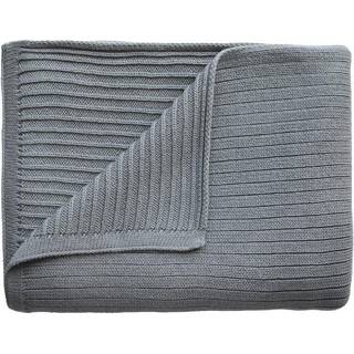 Mushie - Knitted Baby Blanket Tæppe - Ribbed Gray Melange