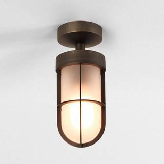 Astro Cabin Semi Flush Frosted IP44 bronze