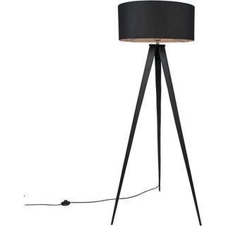Moderne gulvlampe sort med sort skærm - Ilse