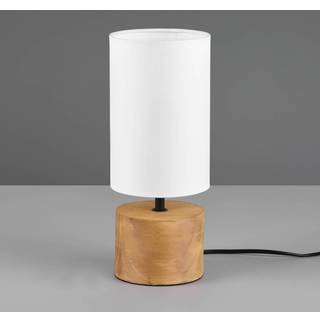 Woody bordlampe, træ/tekstil, cylinder, hvid