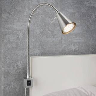 LED-væglampe Tuso, nikkel, sengemontering, metal