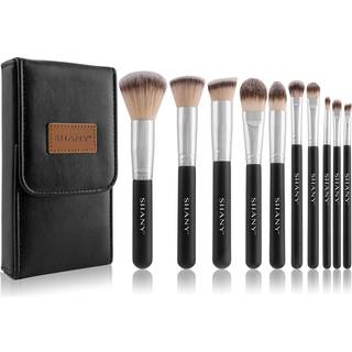 Shany Makeup Brushes Black Ombre Pro 10 Piece Essential Professional Makeup Brush Set - Foundation Powder Concealers ?jenskygge b?rster med sort