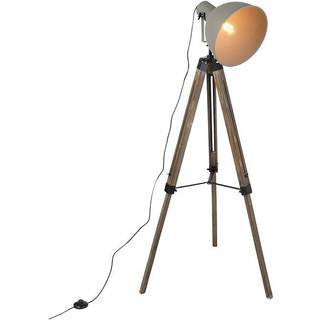 Industriel gulvlampe på træstativ med grå skærm - Laos