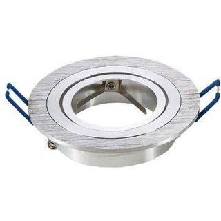 Downlight kit uden lyskilde - Hul: Ø7,5 cm, Mål: Ø9,1 cm, børstet aluminium, vælg MR16 eller GU10 fatning - Fatning : Uden fatning