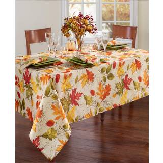 Elrene Home Fashions Efterår Blade Fall Printed Wrinkle Resistant Tabge Plight Holiday Table Cover til formel eller hverdagslig brug 60 """" x84 """"