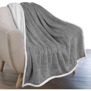 Pavilia m?rkegr? sofa t?ppe kast reversibel sherpa chevron bl?d hyggelig jacquard v?vet struktureret t?ppe sofa seng tyk varm stor fleece bil t?p