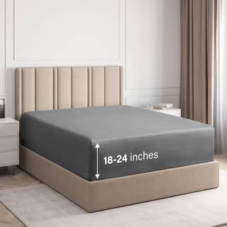 Ekstra dybt fuldt monteret ark - Hotel Luxury Single Fitted Sheet - Sheet Paser let 18 tommer til 24 tommer madras - Soft Wrinkle Gratis åndbar &