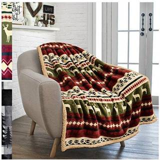 Pavilia Premium julet?ppe Sherpa fleece kast | Plush Christmas Decoration Reindeer Cosy Reversible Winter Holiday Cabin T?ppe til Sofa Couch 50x6