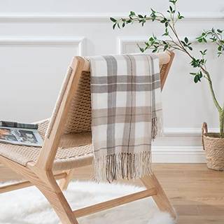 Battilo Home Fall plaid kast t?ppe til sofa bondeg?rd dekoreret indretning kast letv?gt beige kaste t?pper til senge sofa neutral efter?rsdekor 5