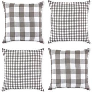 DII Assortered Gray/White Gingham/Buffalo Check Pillow Cover 18x18 Set/4