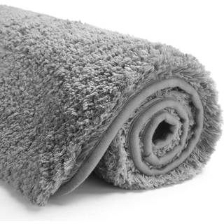 SuchTale Rug Non Slip Bath Mat (16 X 24 Grå) Vandabsorberende blød mikrofiber Shaggy Machine Washable Bath Rug til badeværelse Tykke plys tæpper