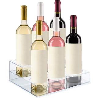 Akrylflaskeholder Vin Display Riser | 6 flasker 2 lagstativ | Bar mod top-top display-stativ | Vinstativholder til k?kkenpantry k?leskab | Opbeva