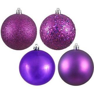 Vickerman 6 """" Plum 4 Finish Ball Ornament 4 pr. Boks